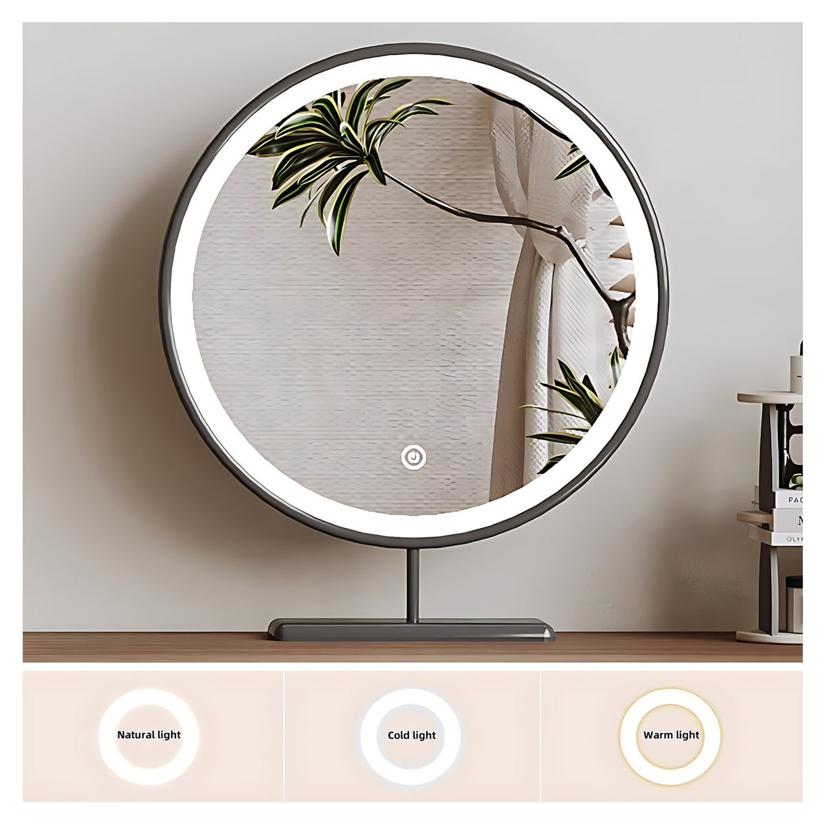 47'' Solid Wood Makeup Vanity with Smart LED Light Mirror and Stool