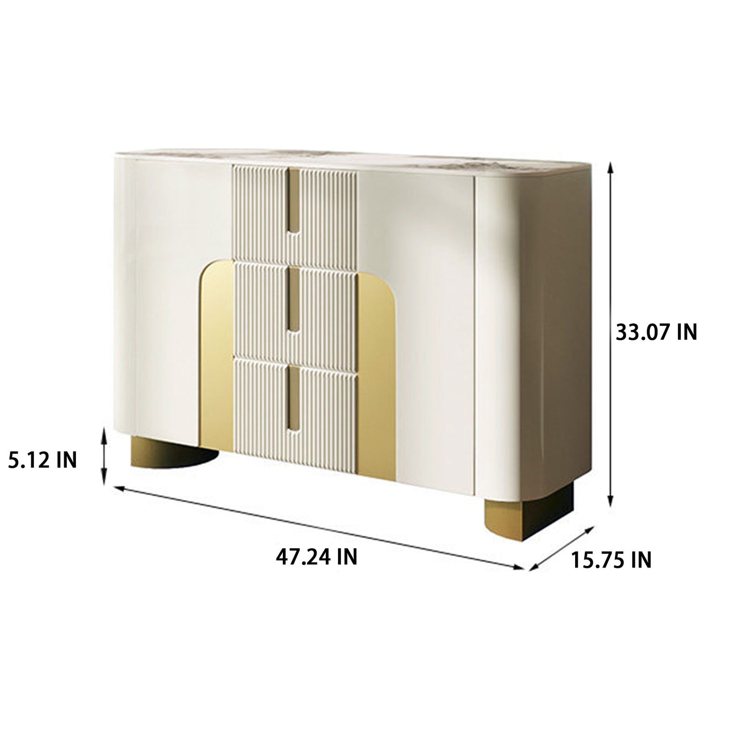 47''-59'' Sideboard Buffet Cabinet with Quartz Slab Countertop,Stainless Steel