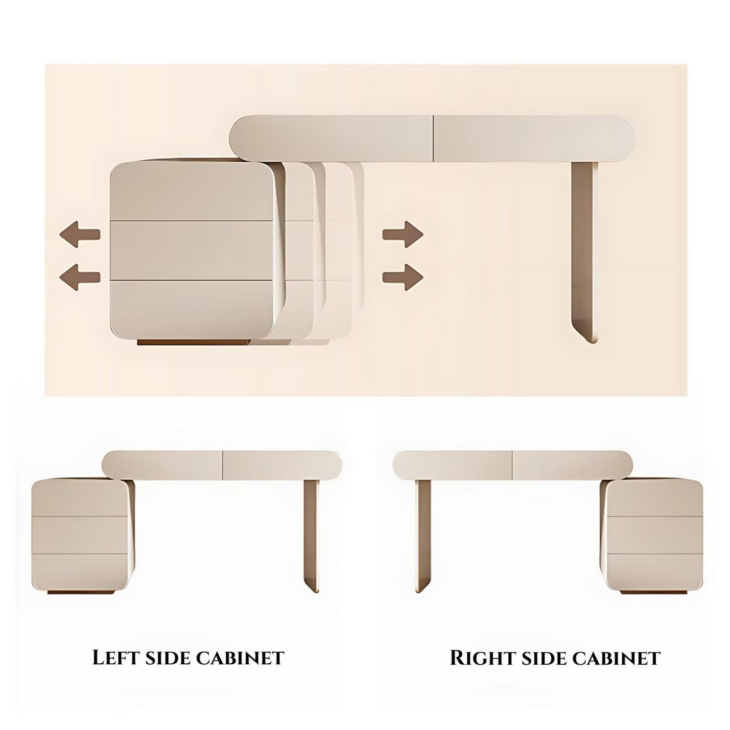 39''-47'' Makeup Vanity with Large Round LED Light Mirror and Stool