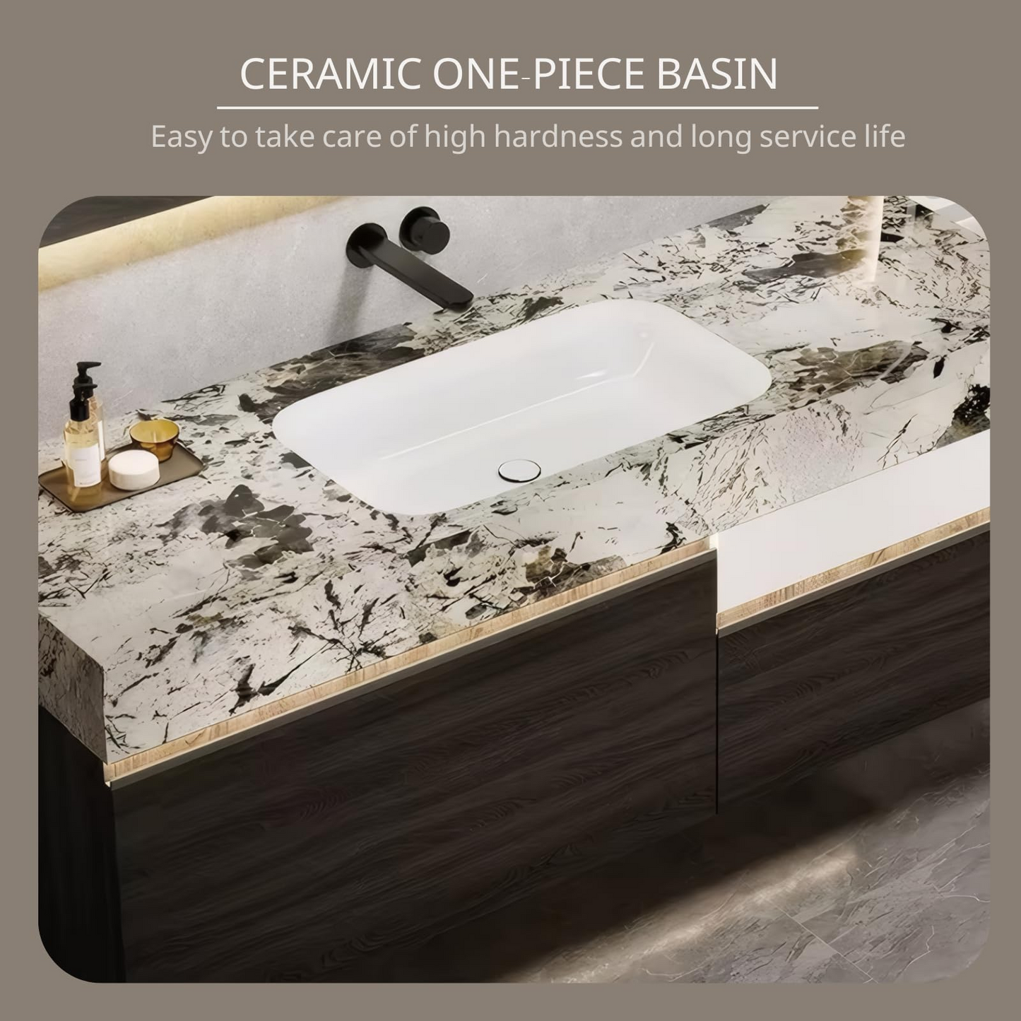 52''-80'' Floating Bathroom Vanity with LED Smart Mirror Cabinet & Multi-Function Shelf