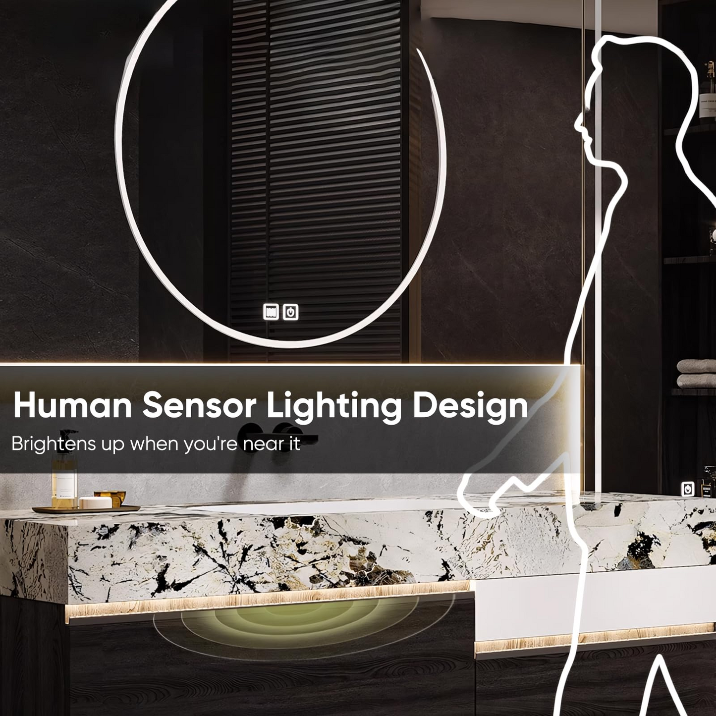 52''-80'' Floating Bathroom Vanity with LED Smart Mirror Cabinet & Multi-Function Shelf