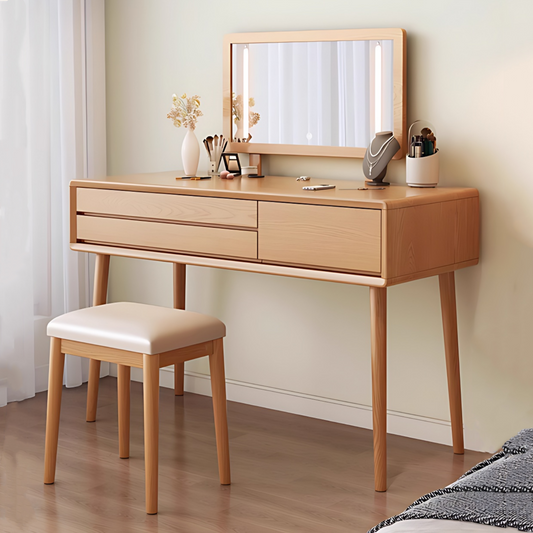 32''-39'' Solid Wood Makeup Vanity Desk Large Smart Mirror and stool,for Bedroom