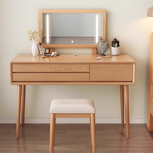 32''-39'' Solid Wood Makeup Vanity Desk Large Smart Mirror and stool,for Bedroom