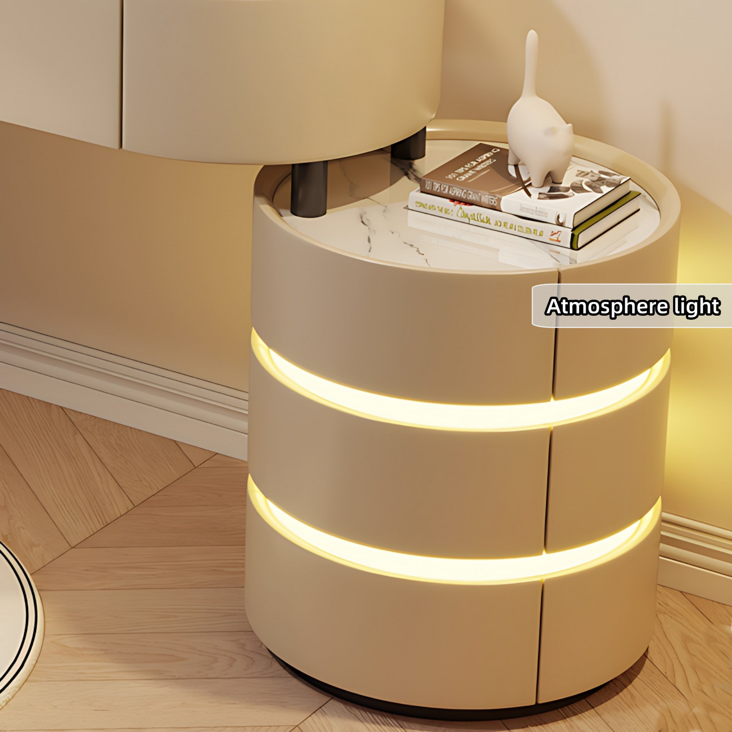 39''-47'' Vanity Desk with Smart Mirror & LED Ambient Light,Rock Slab Countertop and Stool