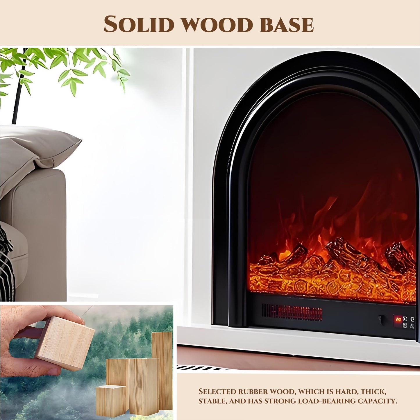 51'' Electric Fireplace with Mantel & Arched Door and 3D Real Flame Effect