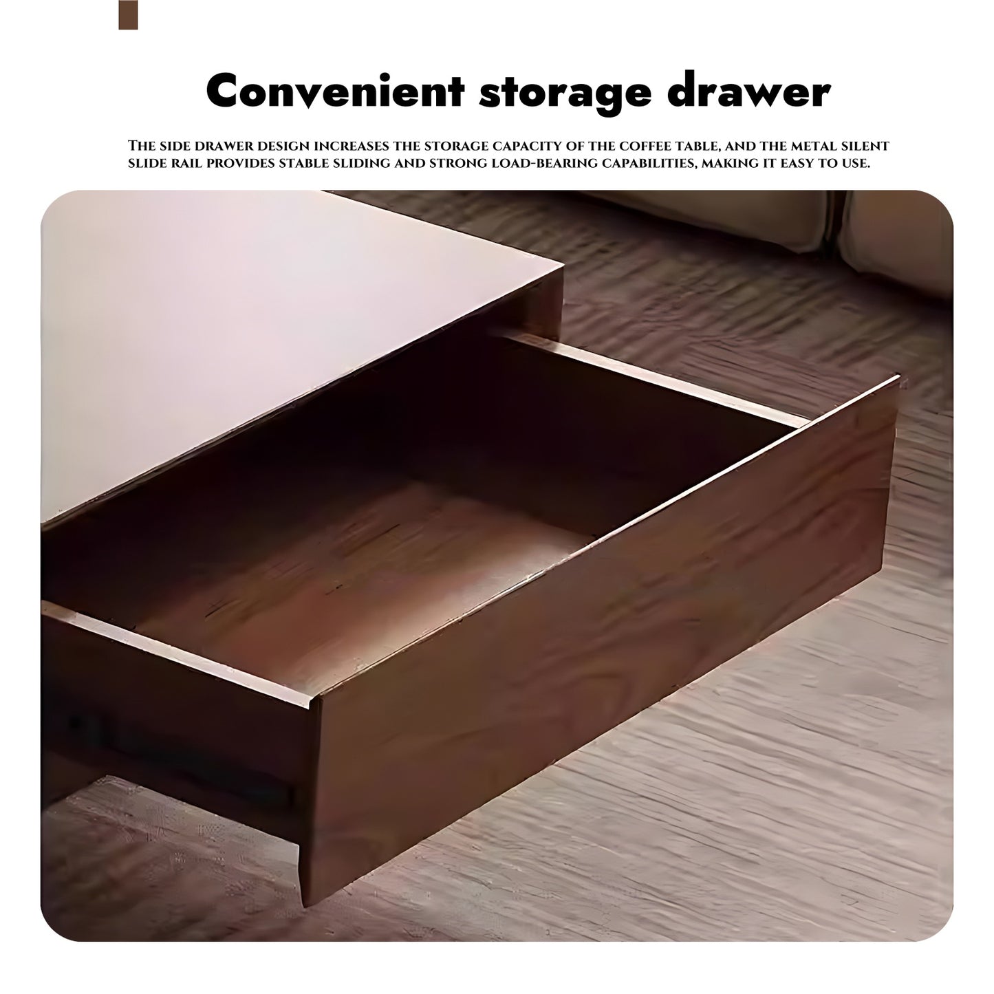 39''-47'' Scalable Coffee Table with Baking Paint Fruit Tray,Walnut Wood