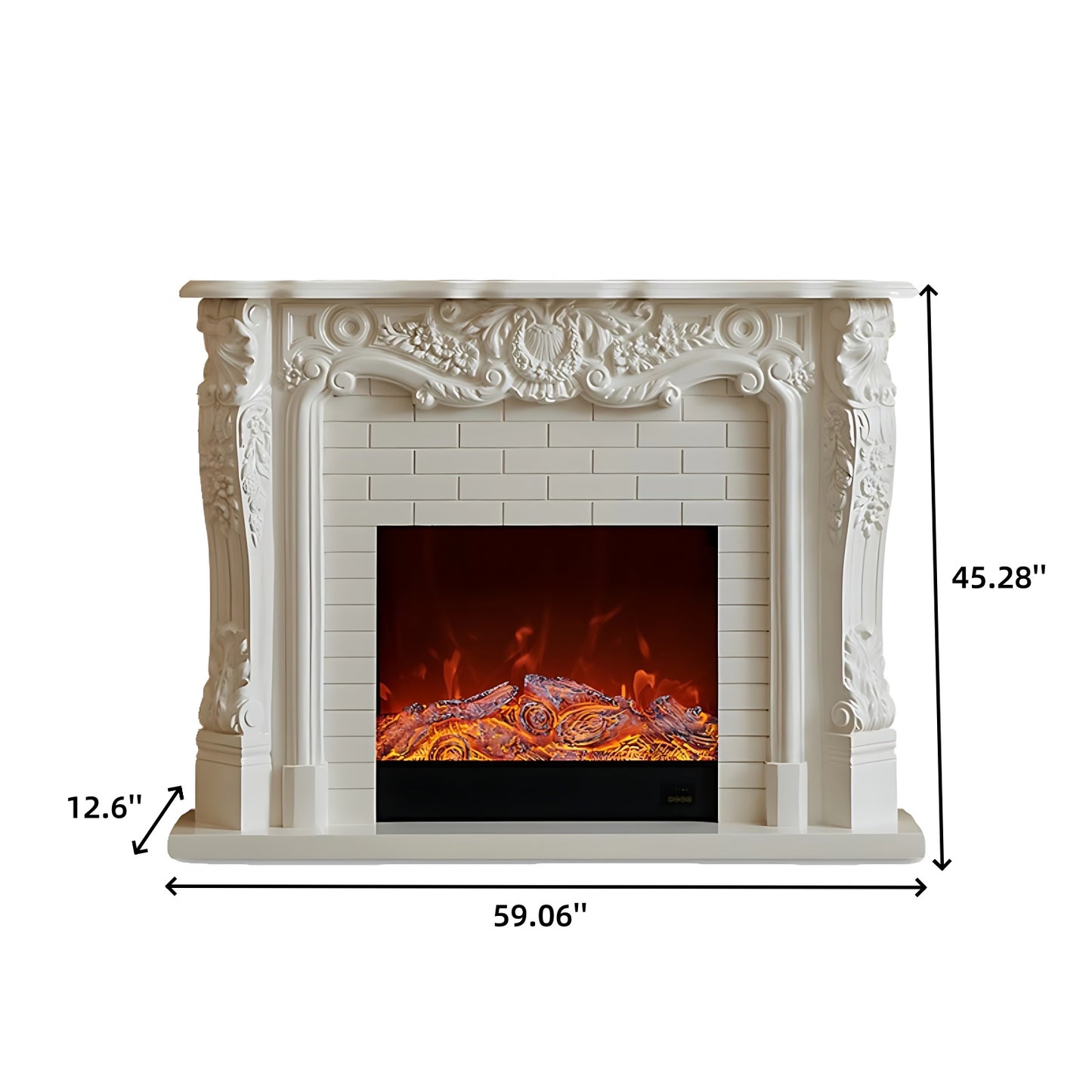 59'' European Electric Fireplace with Mantel & Real Flame Effect and Remote Control