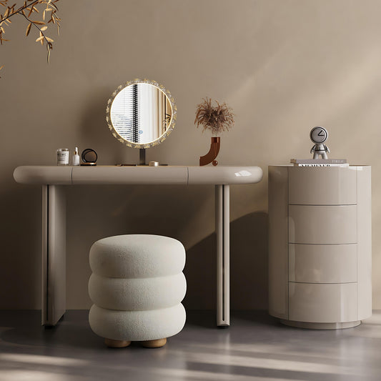 47''Makeup Vanity with Smart LED Mirror and A Round Mobile Cabinet & Stool,Baking Paint