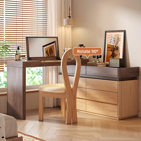 39''-47'' Makeup Vanity with Glass Top and LED Ambient Light & Flip up Mirror and Stool