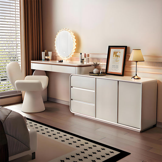32''-47'' Makeup Vanity with Smart LED Lights Mirror and Stool,Baking Paint