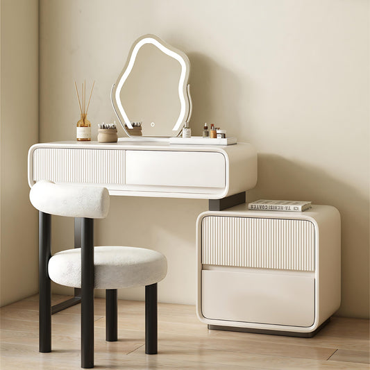 32''-47'' Makeup Vanity with Smart LED Lights Mirror & Stool,Vertical Stripes for Bedroom