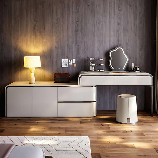 51''&63'' Vanity Set with Smart LED Lights Mirror and Acrylic Leg, Stool and Metal Strip