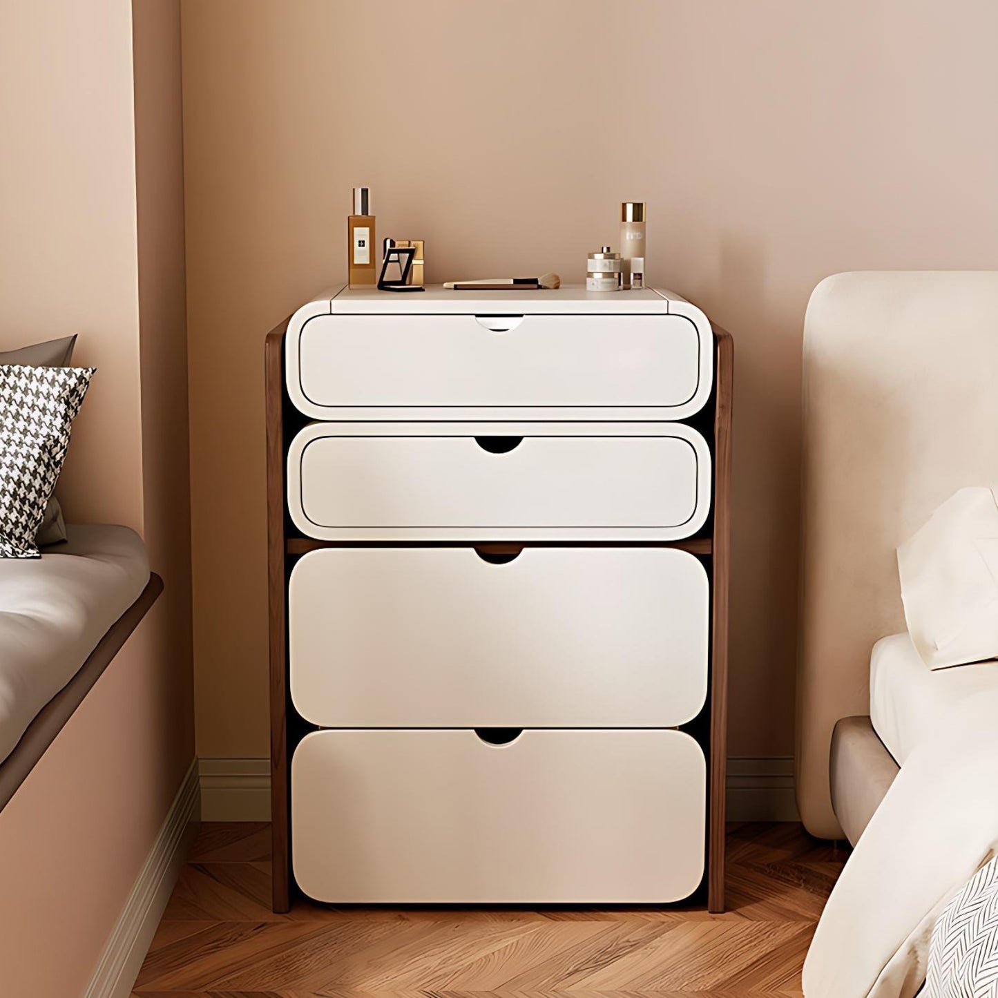 19.7'' Makeup Vanity with Flip up Mirror and Storage Stool,Glass Top & Leather Finish