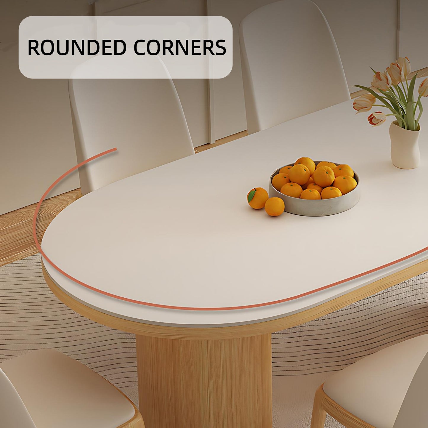 55''-79''Oval Dining Table with 4 Chairs & Rock Slab Top,Solid Wood Legs for 6-8 peoples