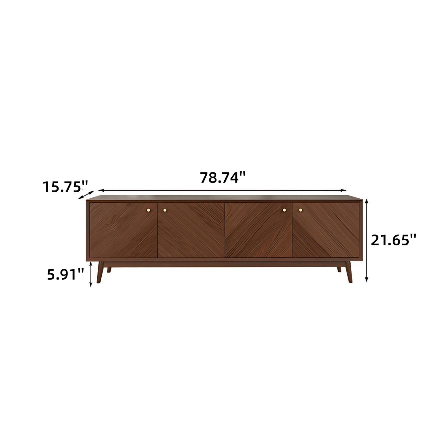 71''-87'' Solid Wood TV Stand,Walnut Splicing Design,Mid Century Console Table