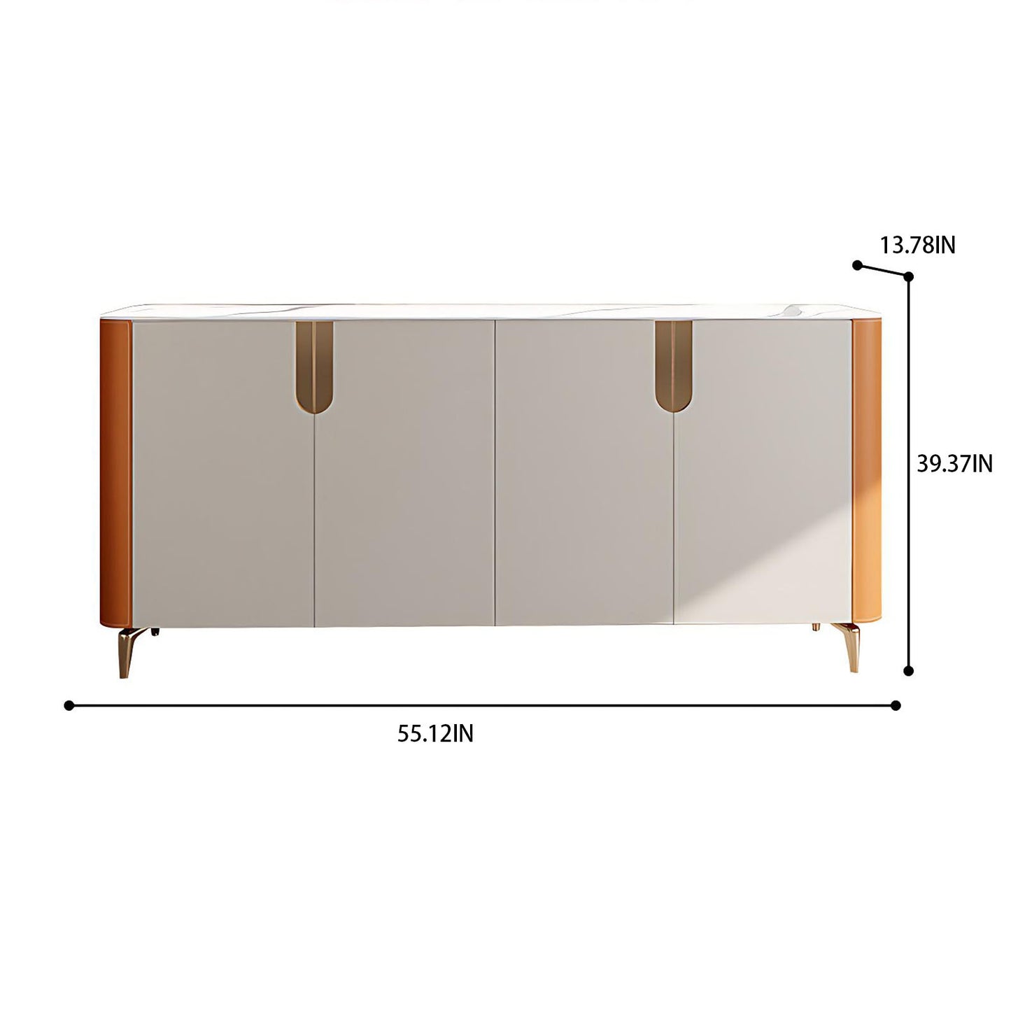 47''-71'' Leather Shoe Cabinet with Rock Slab Countertop & Stainless Steel Legs